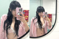 AOA 출신 신지민, 가운 확 풀고 속옷 자랑…옷 여며 단속 나선 팬들