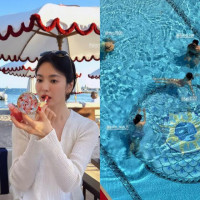 비키니 입은 송혜교 수영장 휴식…휴양지 분위기 물씬